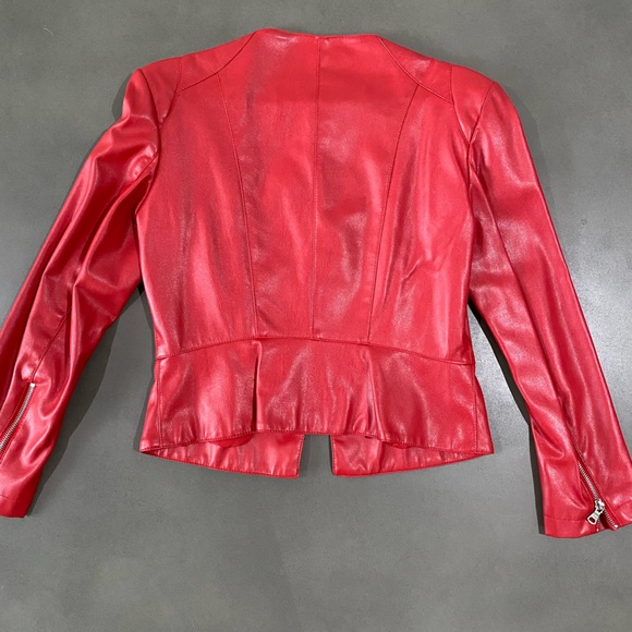 Zara Faux Leather Jacket in Red - Picture 3 of 6